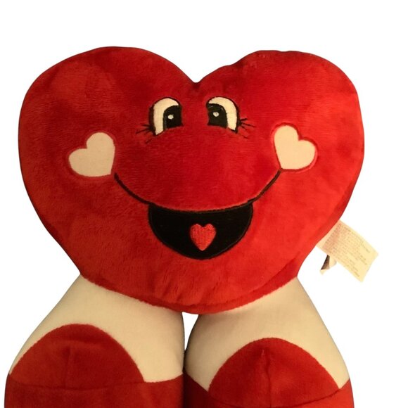 Valentine’s Day Heart-Shaped Plush Stuffed Toy Smiling Face Heart Details 10” - Picture 2 of 5